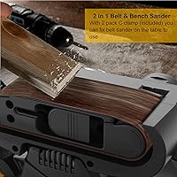 Vista 5 de Jellas Lijadora de banda de 3 × 21 pulgadas con bolsa para el polvo, máquina lijadora de 7 amperios con control de velocidad variable, adaptadores