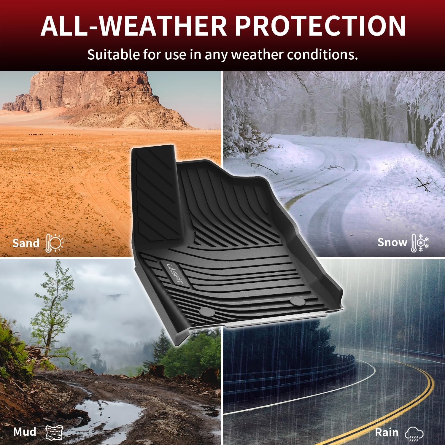 LASFIT Floor Mats for Toyota Tundra 2022-2025 2026 CrewMax Cab, All Weather Custom Fit TPE Floor Liners for Tundra SR/SR5/TRD PRO/Limited/Platinum/Castone Front&Rear 2 Row Car Mats, Black - Image 7