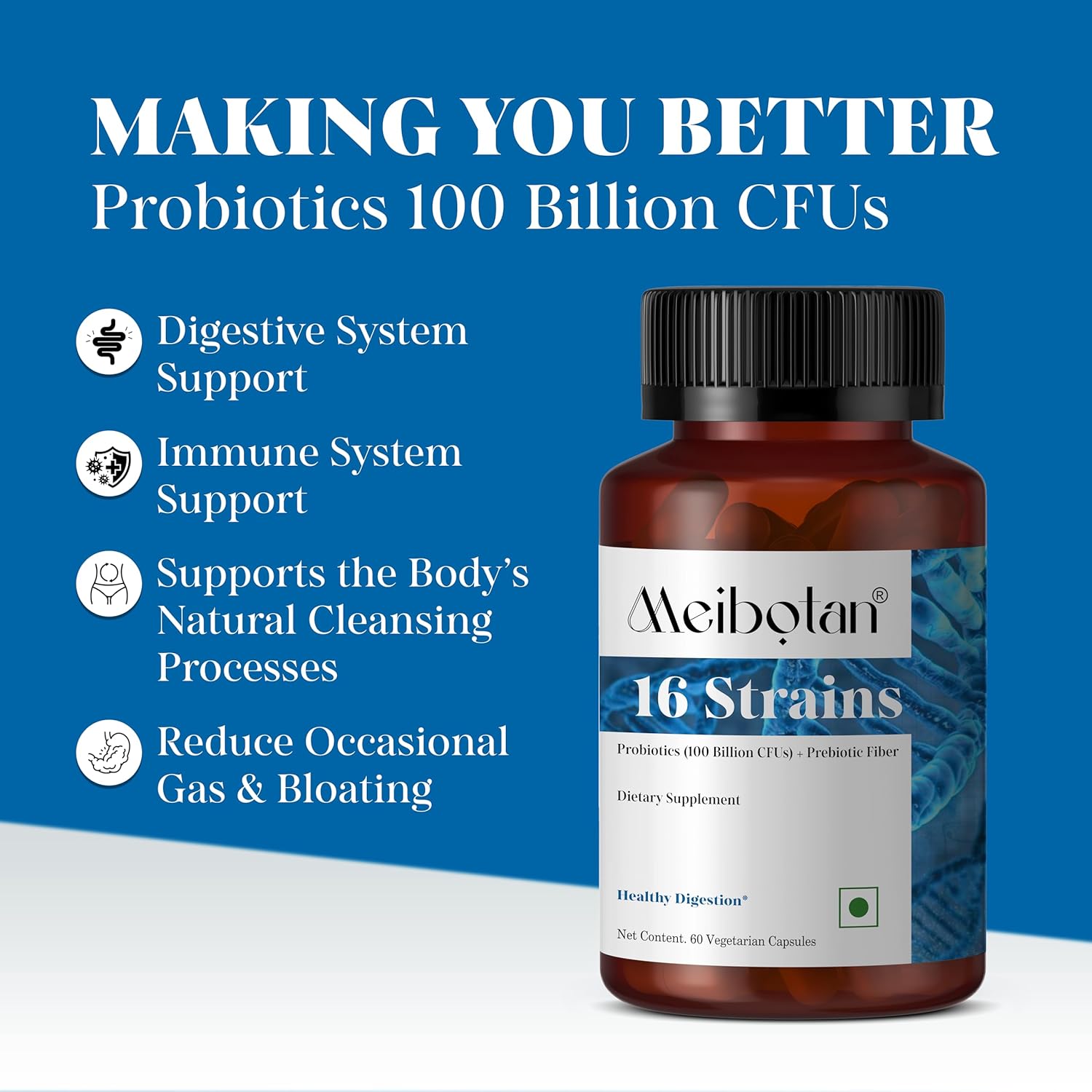 Probiotics Supplement 16 Strains 100 Billion CFU with Prebiotics for Men & Women