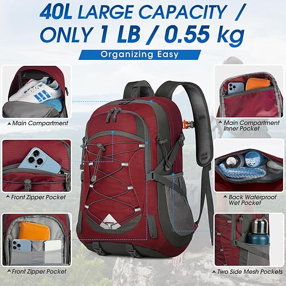IGOLUMON Hiking Backpack 40L Packable Lightweight Camping Backpack Men Women Waterproof Hiking Daypack Outdoor Travel Daypack Review - View #9