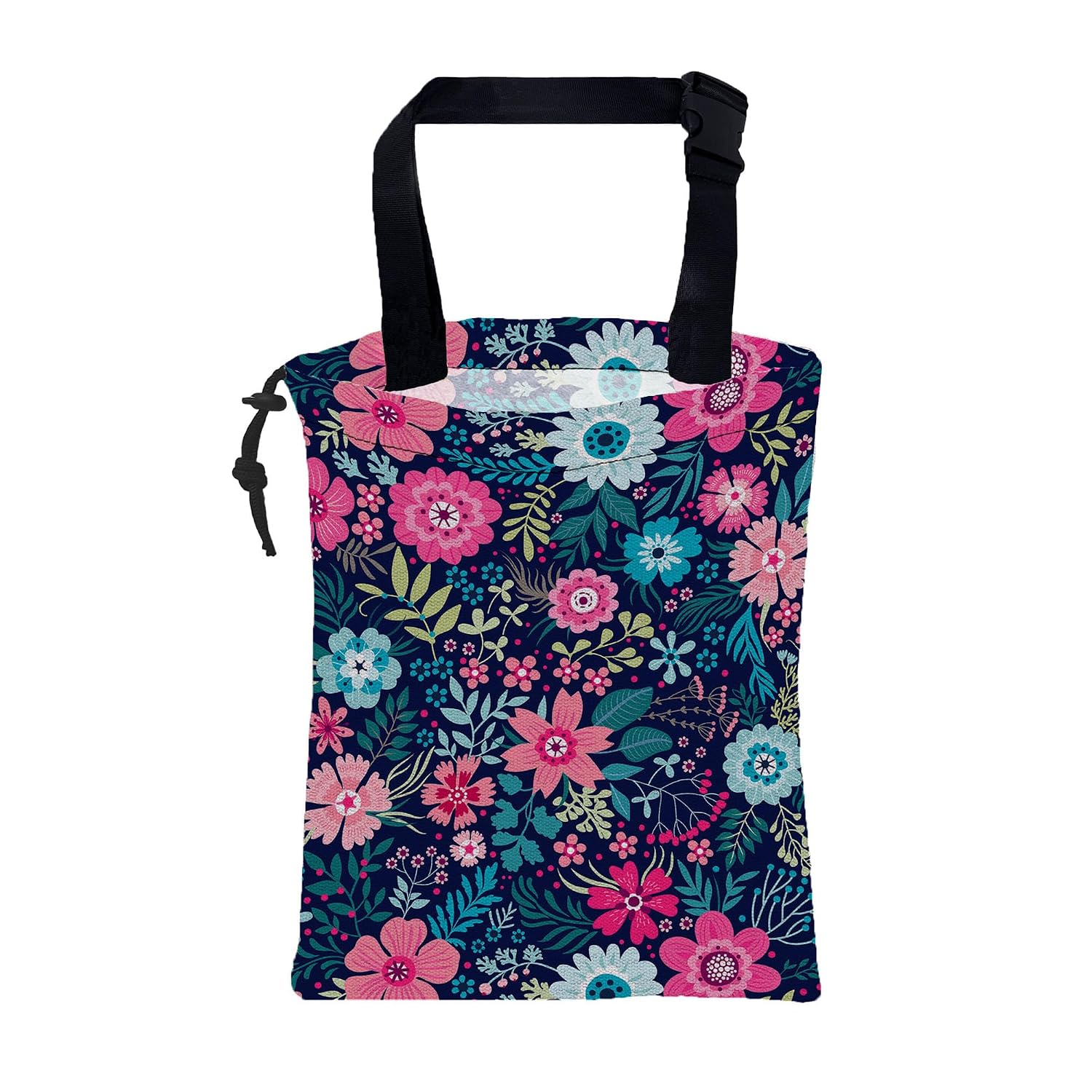 Car Garbage Bag Abstract Blue Pink Flowers Hanging Canvas Car Trash Bag Waterproof Drawstring Car Back Seat Organizer for Car Back Front Seat Console with Adjustable Buckle