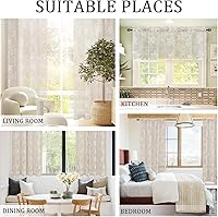 Vista 6 de DWCN Cortinas traslúcidas para cocina, bolsillo para barra de encaje floral beige, 52 x 36 pulgadas, 2 paneles Encaje Beige