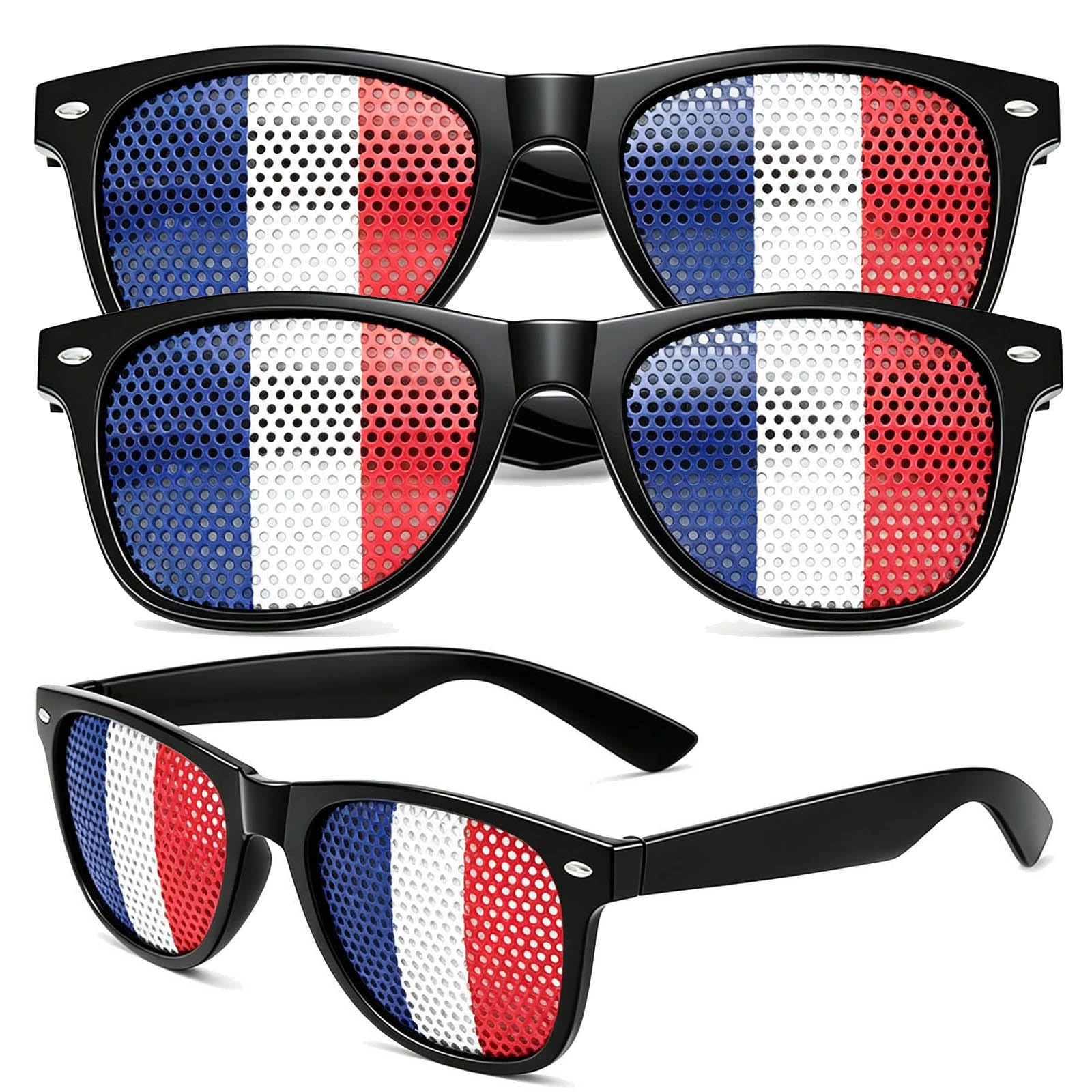 2026 Fan Glasses 3PCS Flag Sunglasses Pinhole Classic Shades Lightweight Accessory for Sports Events Parties & Celebrations Creative Photo Prop Unisex Fashion
