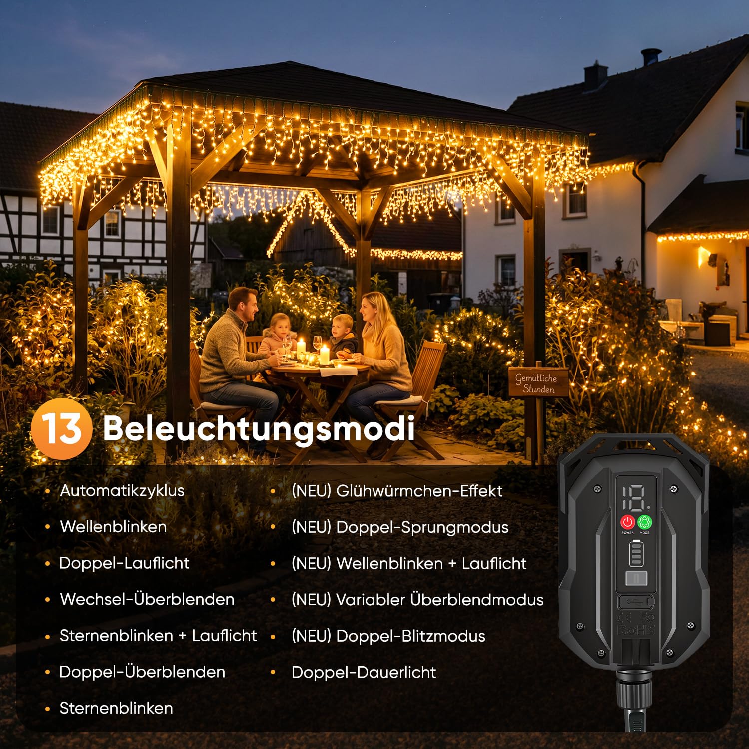 SALCAR Guirlande lumineuse solaire pour extérieur, 15,6 m, 480 LED, 13 modes, résistante aux intempéries, avec télécommande, pour jardin, balcon, décoration, blanc chaud