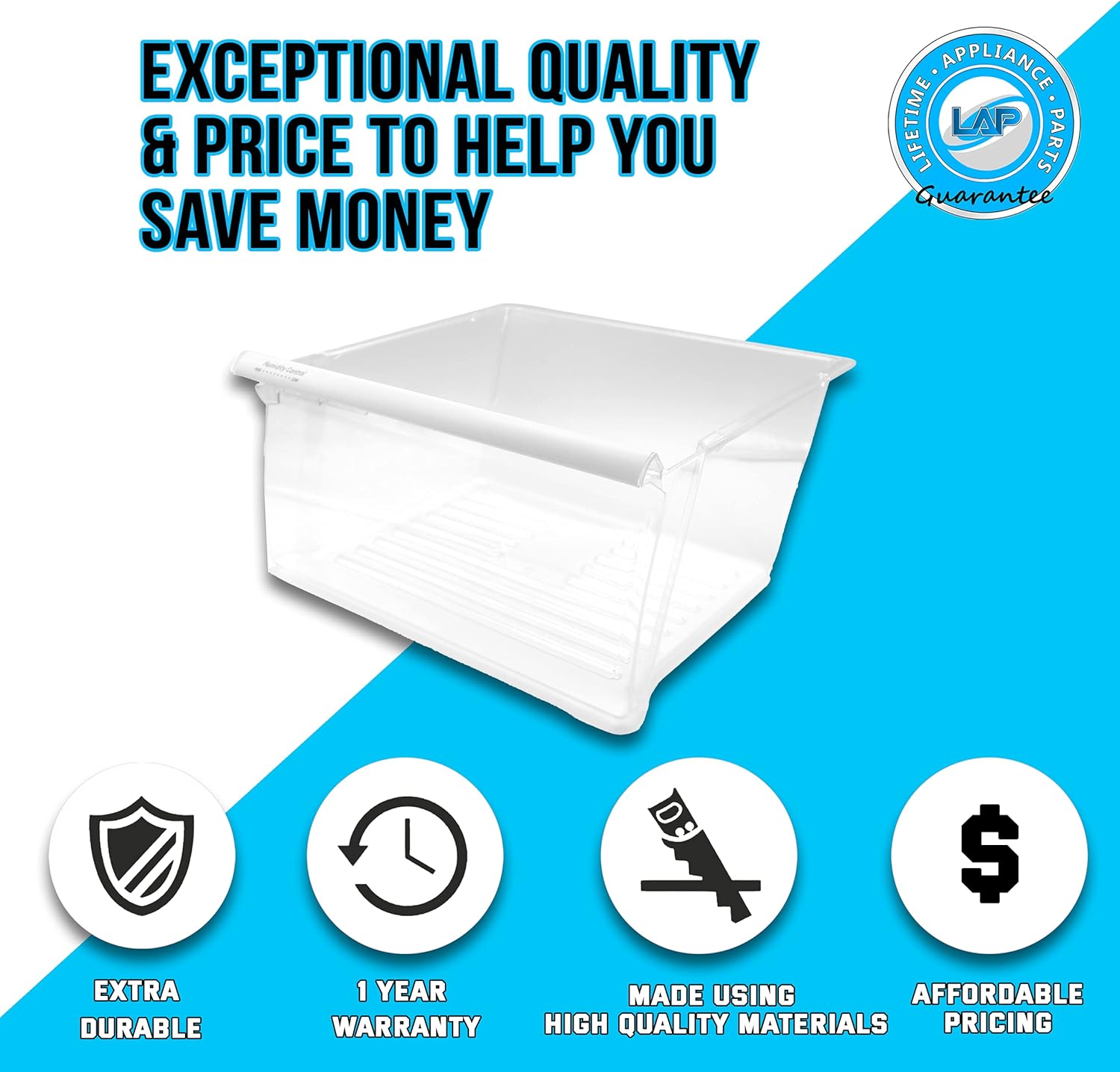Upgraded Lifetime Appliance W10178772 Crisper Bin (Upper) Compatible with Whirlpool Refrigerator - WPW10178772