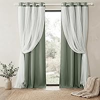 Vista 26 de PONY DANCE Cortinas para Sala de 84 Pulgadas de Largo - Cortinas con Capa Traslúcida, 52 Pulgadas de Ancho, Paneles para Tratamiento de Ventanas