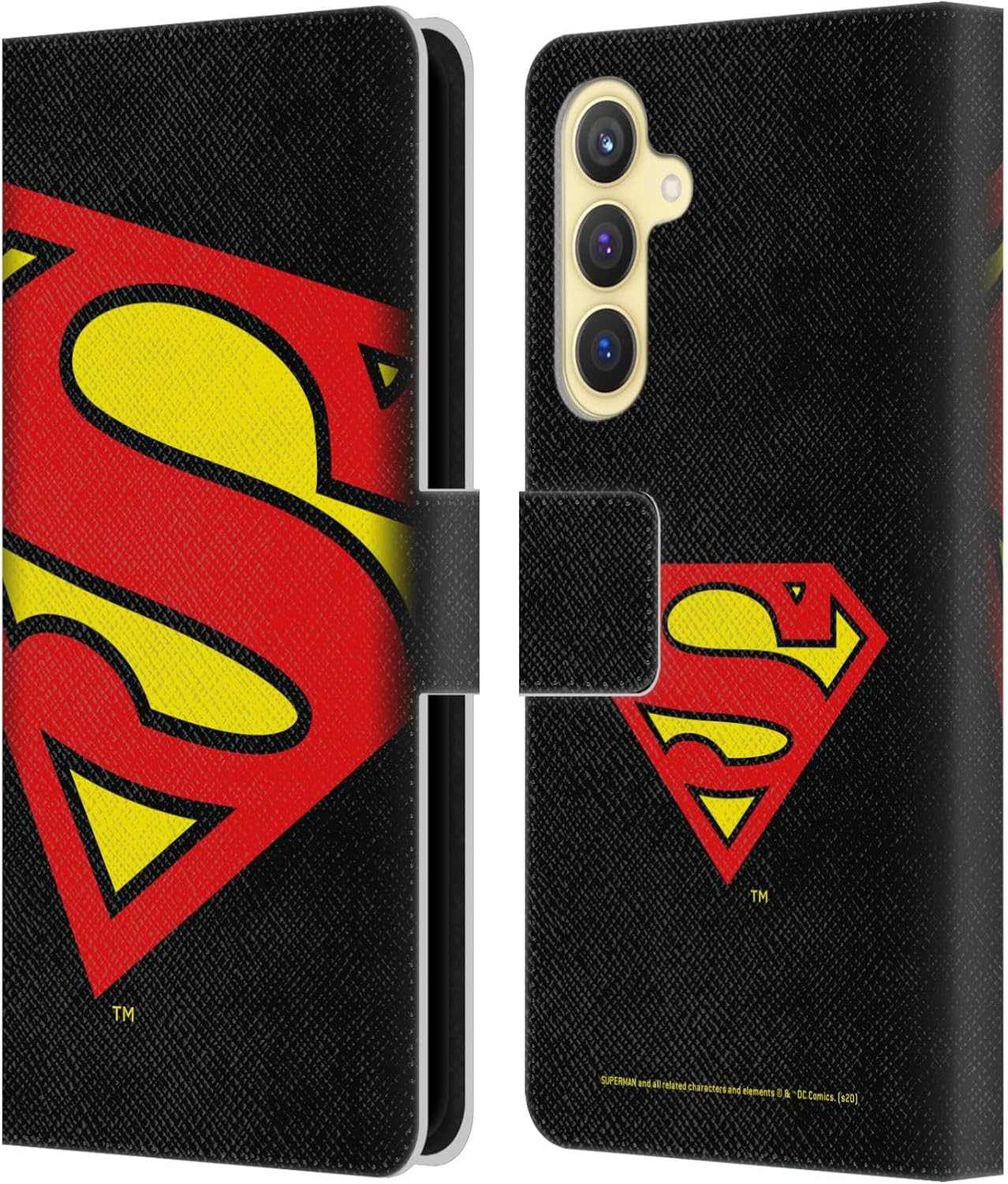 Head Case Designs Officially Licensed Superman DC Comics Black and Red Logos Leather Wallet Case Compatible with Samsung Galaxy S23 FE 5G