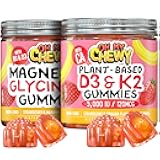 OH MY CHEWY Magnesium + D3K2 Gummies Bundle – 2 Bottles (60 Each) – Strawberry Banana