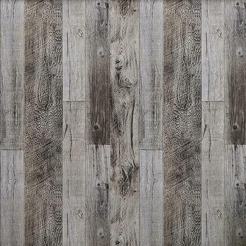 MulYeeh Papel tapiz de madera gris de 17.5 x 314 pulgadas, papel tapiz de madera sintética, papel de tablones de madera sintética, autoadhesivo,
