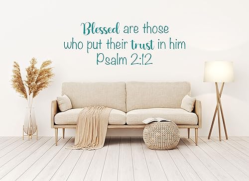 Miniatura 2 de Vinilo religioso para pared, versículo de la Biblia, Salmo 2:12, Benditos son aquellos que ponen su confianza en él, decoración cristiana para el