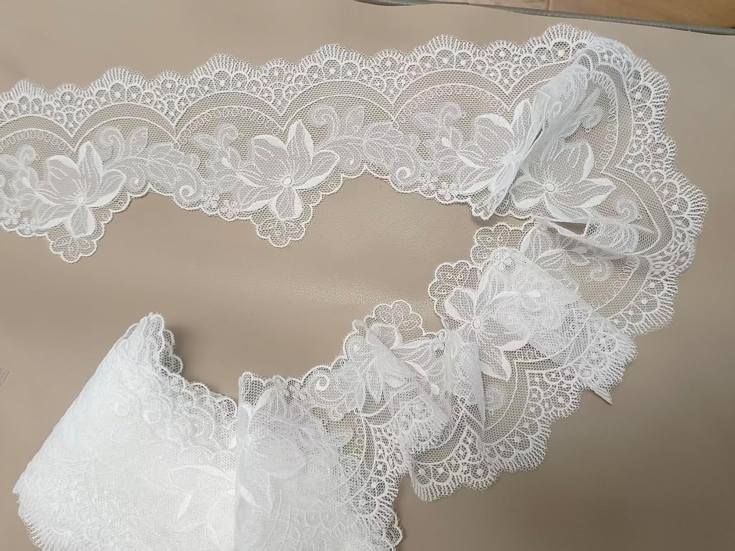 Lace Trim Ribbon, 9CM/3.6 inch Width 5 Yards, delicately Embroidered Roses Non-Stretch lace. for Crafts Sewing and Bridal Wedding Dress Applique Decorations (Lotus)