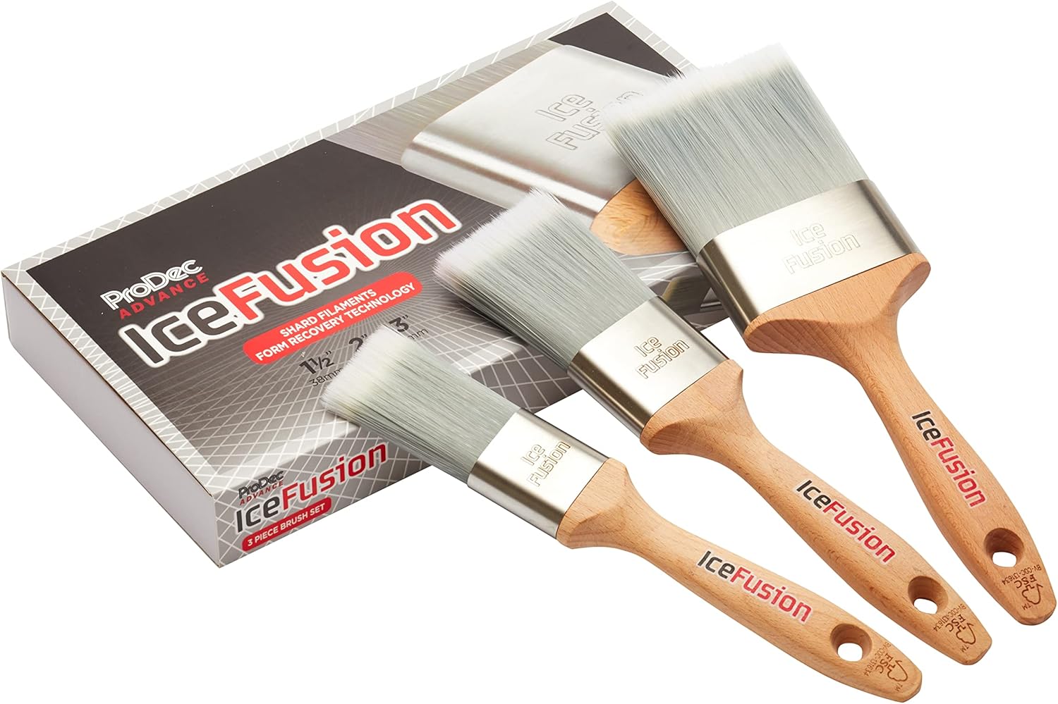 ProDec Advance 3 piece Ice Fusion Trade Professional Synthetic Paint Brush Set for Painting with