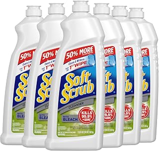 Soft Scrub with Bleach Antibacterial Cleaner, 36 oz Pack of 6 - Kills 99.9% Germs, Removes Soap Scum & Stains