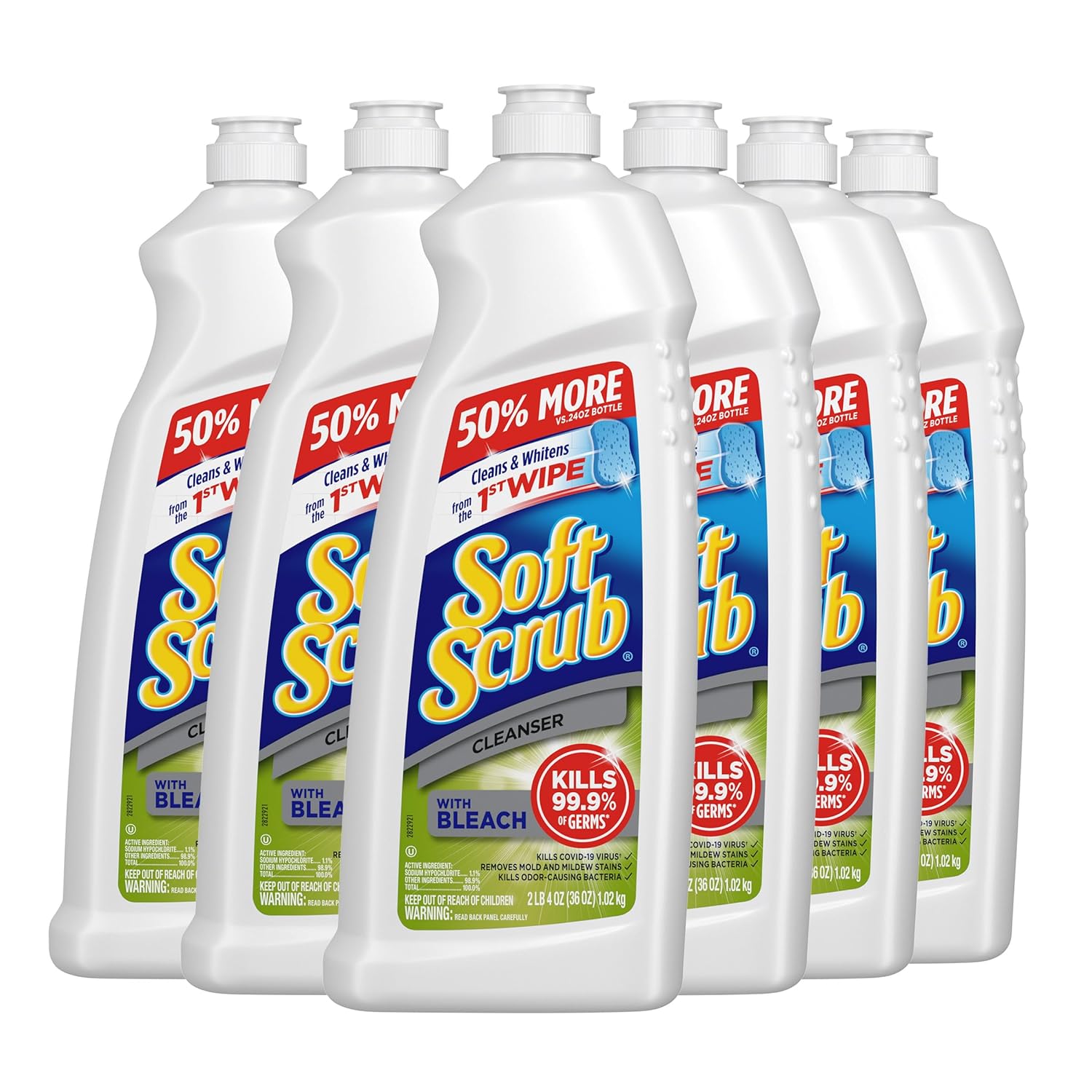 Soft Scrub Antibacterial Cleaner with Bleach Surface Cleanser 36 Ounce Pack of 6