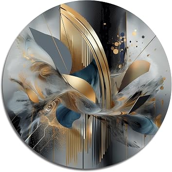 DesignQ Round Metal wall art, Marble Abstraction in Soft Colors II - Metal Wall Art For Living Room, Round wall decor, Modern Metal Round Art, Large Round Wall Art