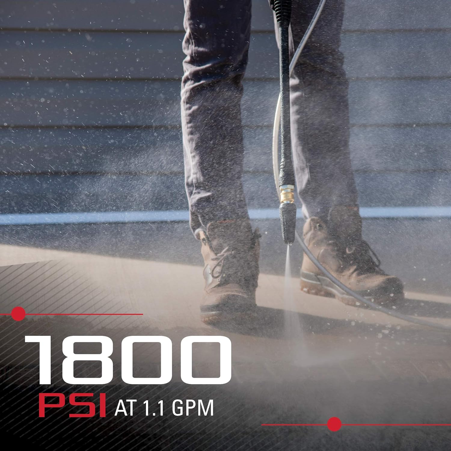 One-Day Sale: Up to 40% Off POWERWORKS 1800 PSI (1.2 GPM) Pressure Washer, PWA104, Black&Red