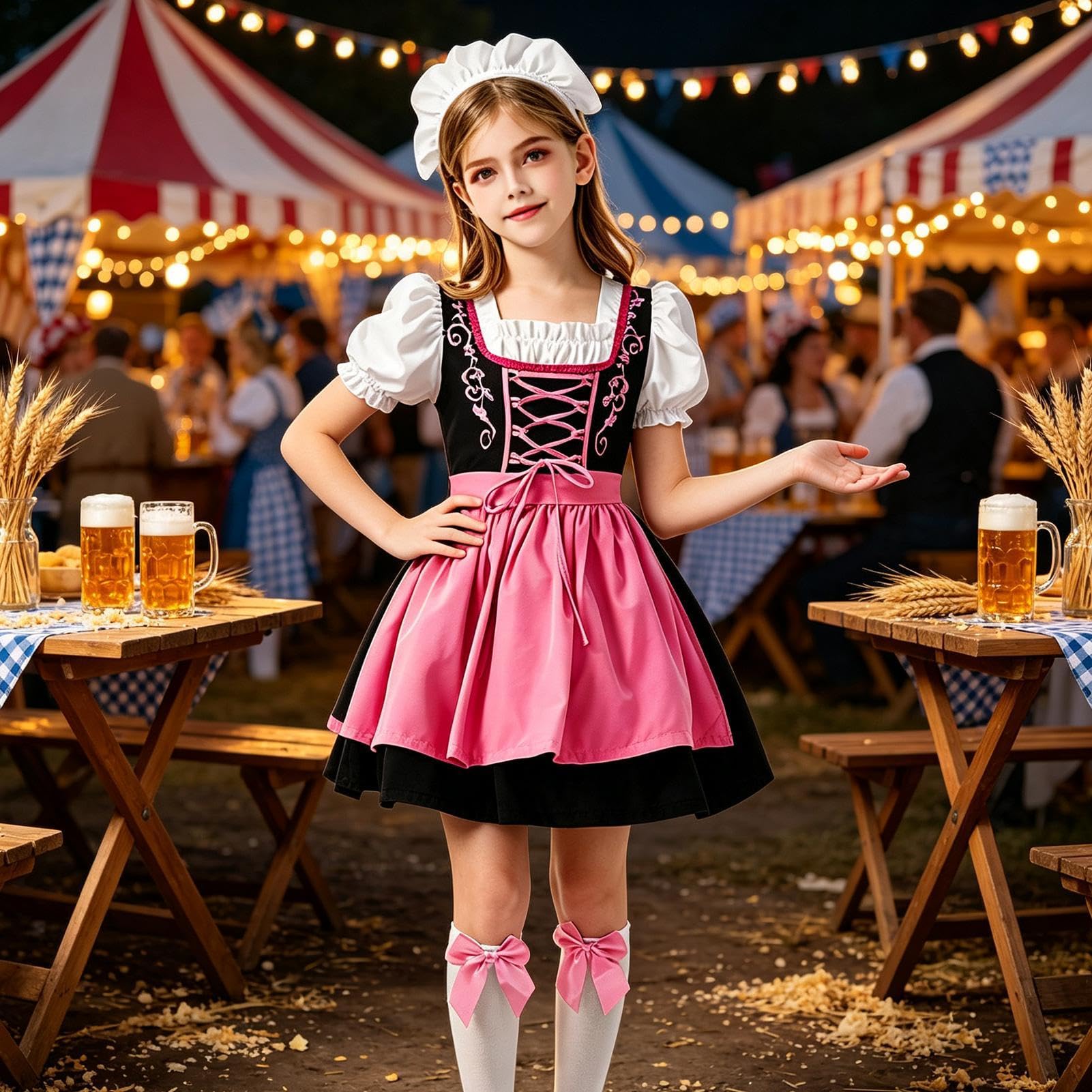 Oktoberfest Outfit bavarese Tedesco Manica Corta Abiti Cameriera