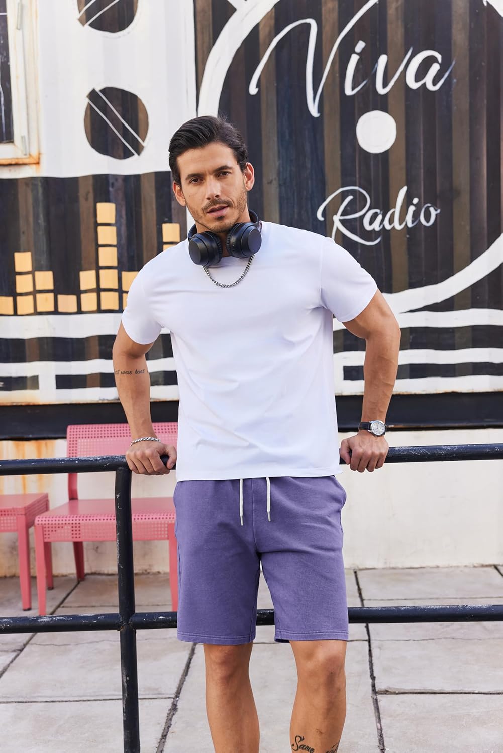 COOFANDY Men's Washed Vintage Shorts Casual Relaxed Fit Drawstring Waist Beach Shorts Streetwear Style with 3 Pockets - Image 2