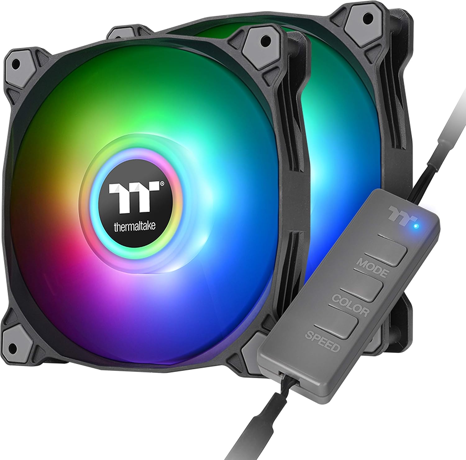 Thermaltake Pure Duo 120mm 16.8 Million RGB Color 5V ARGB Motherboard Sync 2 Light Rings 18 Addressable LED 9 Blades Hydraulic Bearing Case/Radiator Fan CL-F115-PL12SW-B