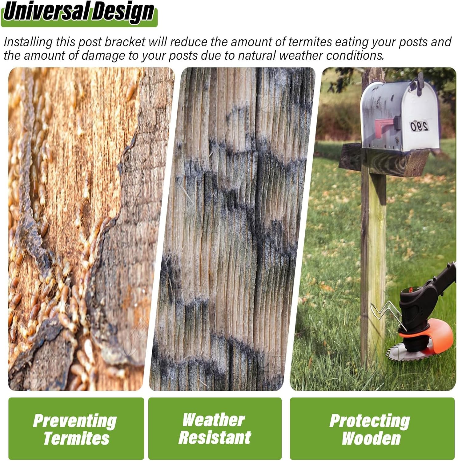 Wood Deck Supports & Porch Railing Post Holders - Enclosed Bottom Fence Post Anchor Base with Installation Kit for Concrete Decks, Pergolas & Mailboxes (4.1x6cm/1.6x2.4in)