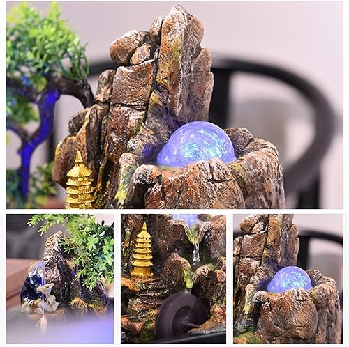 Miniatura 3 de Indoor Water Fountain Tabletop Fountains Desktop Rockery Fountain Office Lucky Fountain Desktop Waterfall Fountain Indoor Water Decorative Fountain