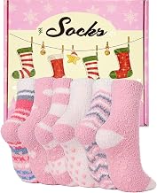 Non-Slip Socks Women Winter Warm 6 Pairs Thermal Fleece Home Sleeping Socks, Super Soft Cute Socks