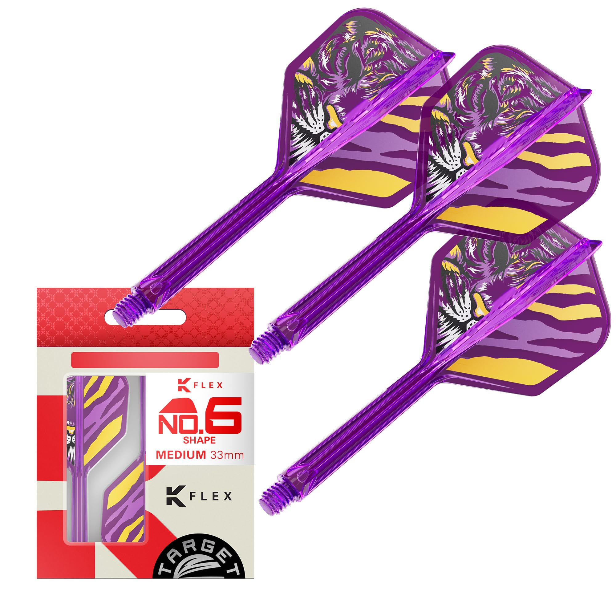 Target Japan Endeavour K Flex Dart Flights and Shaft System, No.6 (Medium, 33mm) | Pack of 3 Kflex All In One Flight, Player Edition Kasumi Sato Darts Accessories | K-Flex Dart Stem