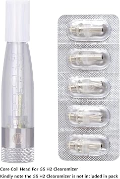 WOLFTEETH 5 Pack Genuine 1.8 ohm Core Coil Head Replacement | GS H2 Clearomizer Atomizer Atomiser Compatible Replaceable Core | Nicotine Free 122201