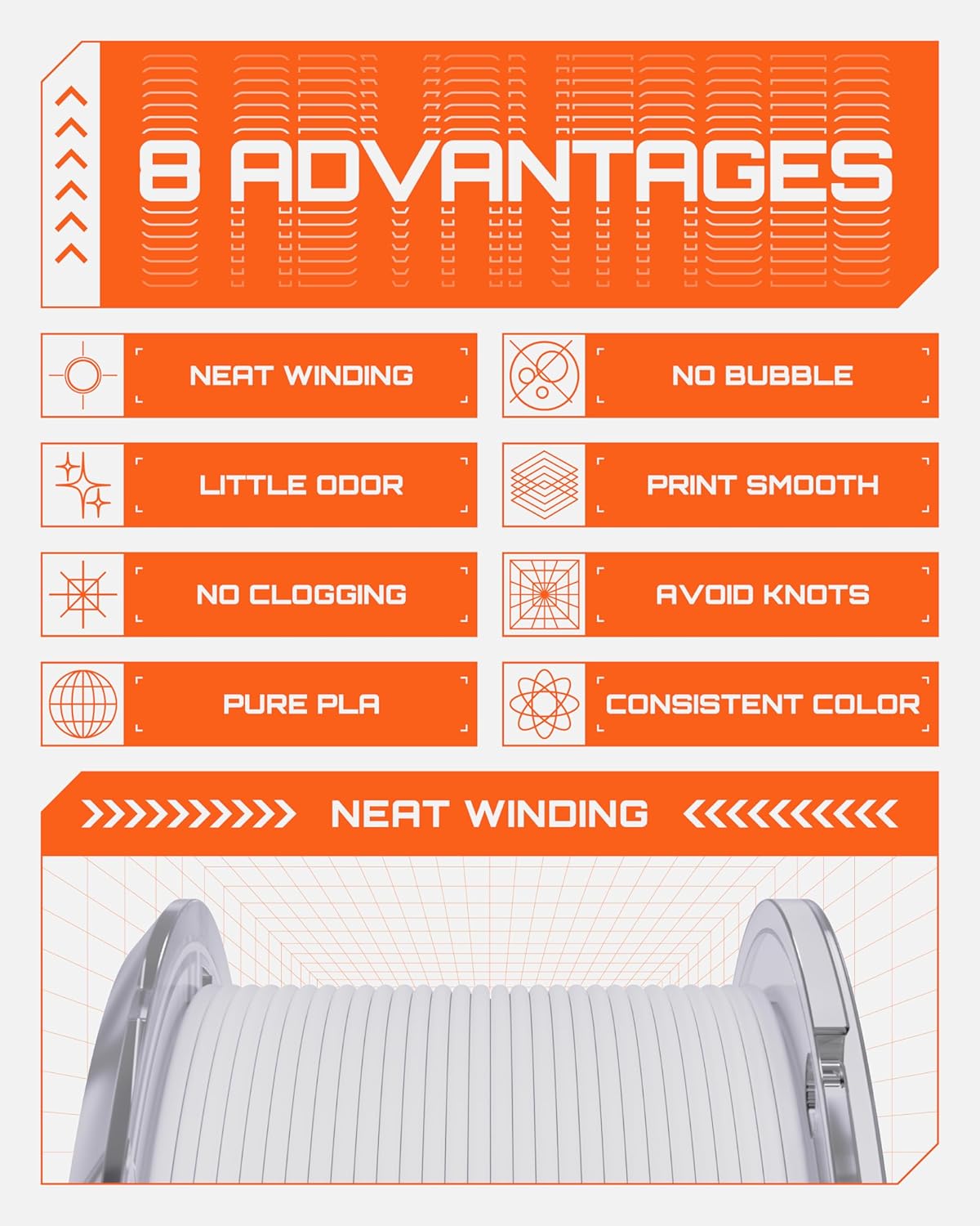 R3D High Speed PLA Pro Filament 1.75mm 1KG, 3D Printer Filament for 30-600 mm/s High-Speed Printing, Dimensional Accuracy +/- 0.02 mm, Plastic Spool, Compatible with AMS (White) - Image 6