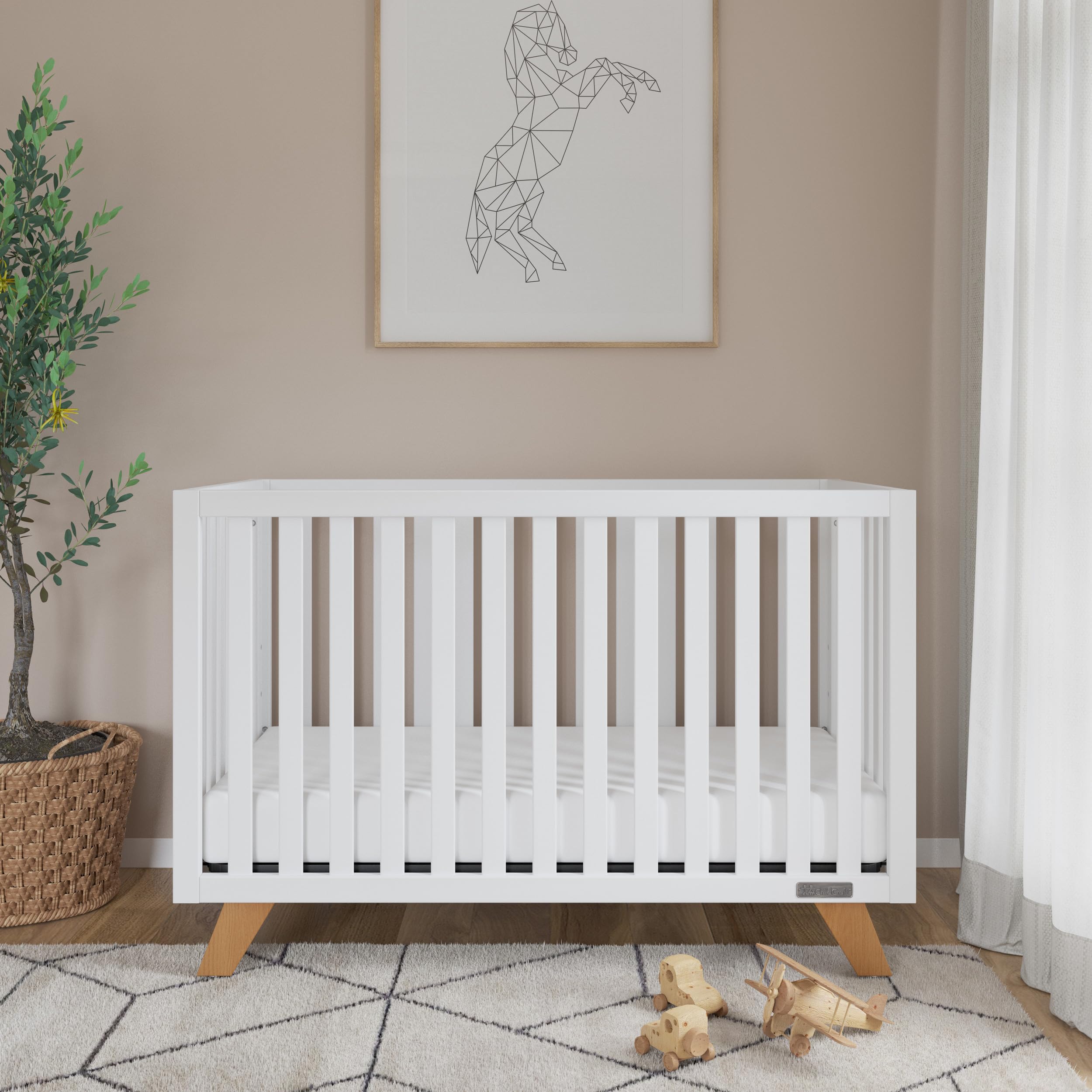 Walnut Crib Child Craft Lucas 4-in-1 Convertible Crib, Baby Crib