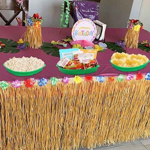 Miniatura 4 de Bandejas de hojas de palma para servir | 12 bandejas hawaianas de plástico verde | Decoración de fiesta Luau | Plato para servir fiesta tropical |