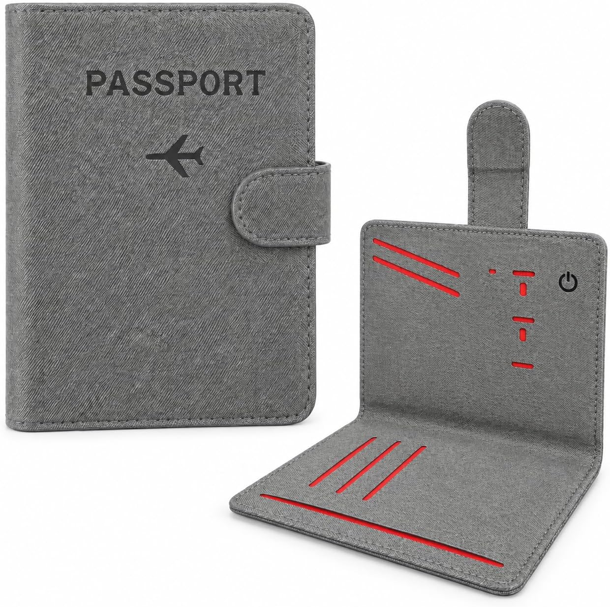 Trackable Passport Holder for Travel (iOS Only), Compatible with Apple Find My, Wireless Charging Smart Passport Cover, 3‑Year Battery Life, RFID‑Blocking Travel Wallet Gift (Gray)