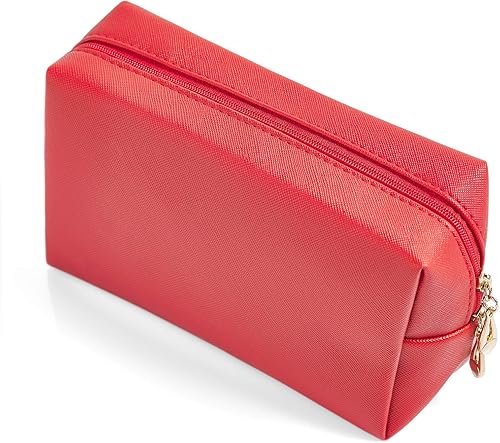 Miniatura 10 de Sohynca Bolsa de cosméticos de piel sintética para mujer, bolsa de maquillaje minimalista para uso diario, bolsa de almacenamiento portátil, pequeña
