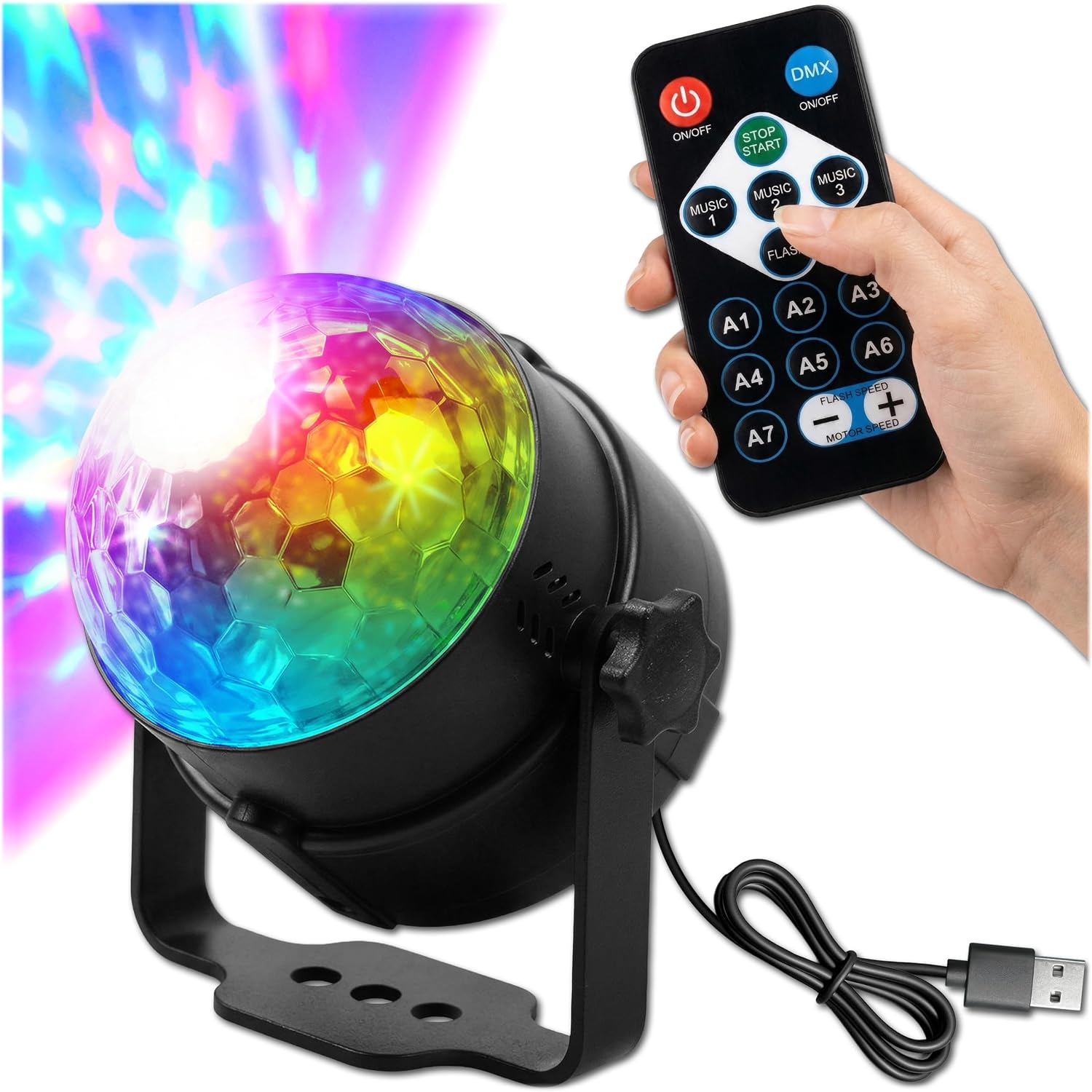 KRUMAD Kula dyskotekowa dla dzieci LED RGB, oświetlenie imprezowe dla dzieci i dorosłych,