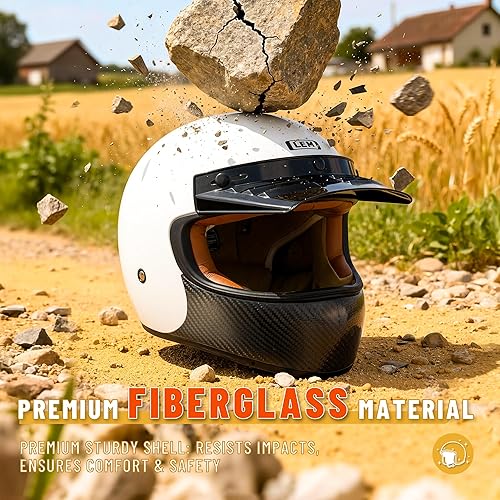 Miniatura 4 de LEM Cascos de motocicleta de cara completa de carbono, casco clásico retro DOT para hombres, modelos Harley, Cruiser, casco de motocicleta vintage,