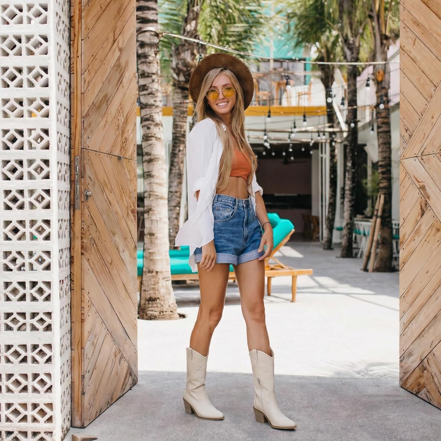 Mid Calf Boots for Women Flat Casual Round Toe Fashion Calf High Boot Buckle Dressy Fall and Winter Low Heeled Womens Boots. - Image 3