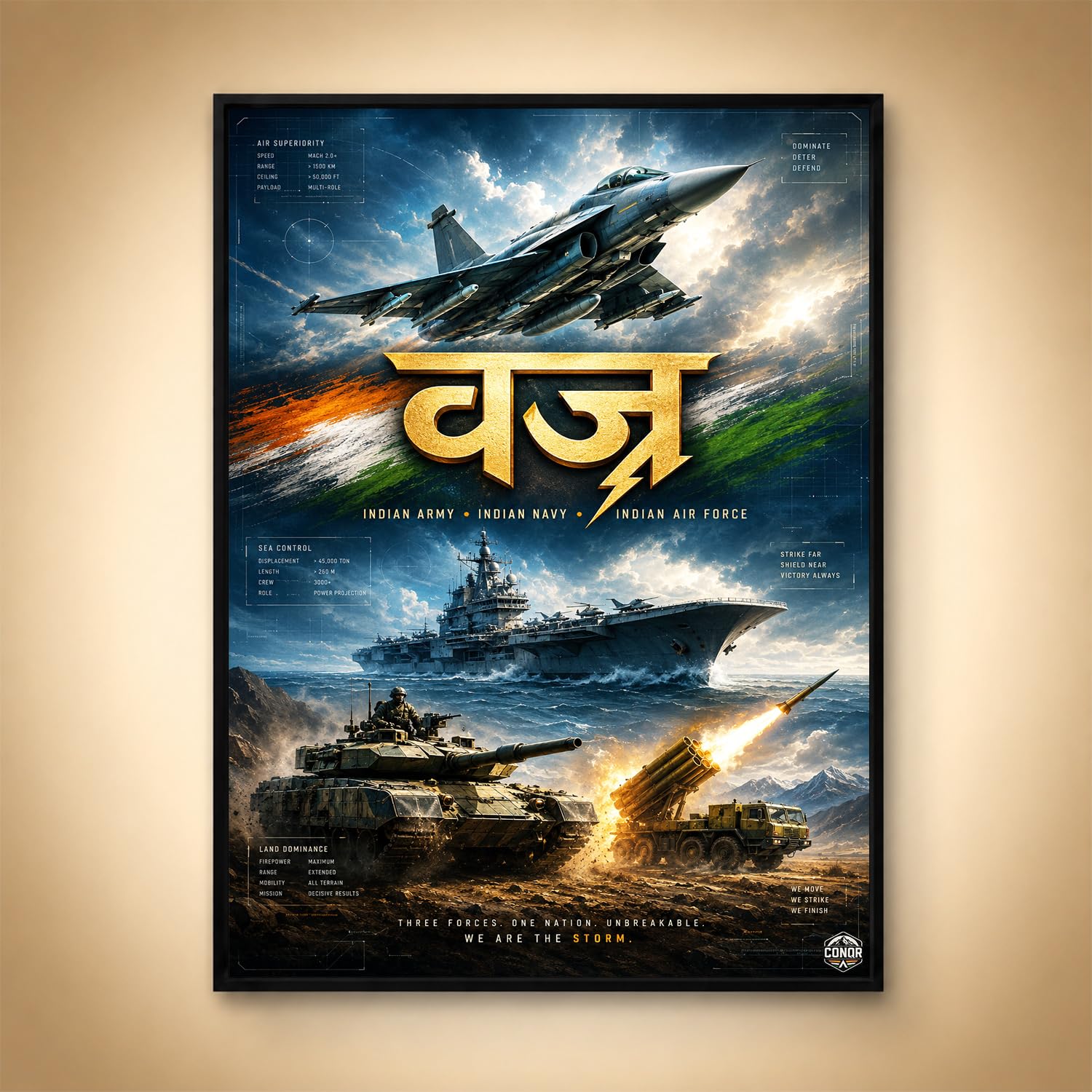 CONQR Army Commando Spirit Artwork Military Motivation Army Wall Art DS55 | Black Framed, 24 x 36 Inch-image-22