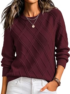 Zeagoo Women's Cable Knit Sweaters Fall Winter Long Sleeve Crewneck Tops | Soft Warm Cozy Ribbed Pullover,Cute Fashion Trendy Clothing,Loose Basic Comfy Dressy Casual Outfit 2026