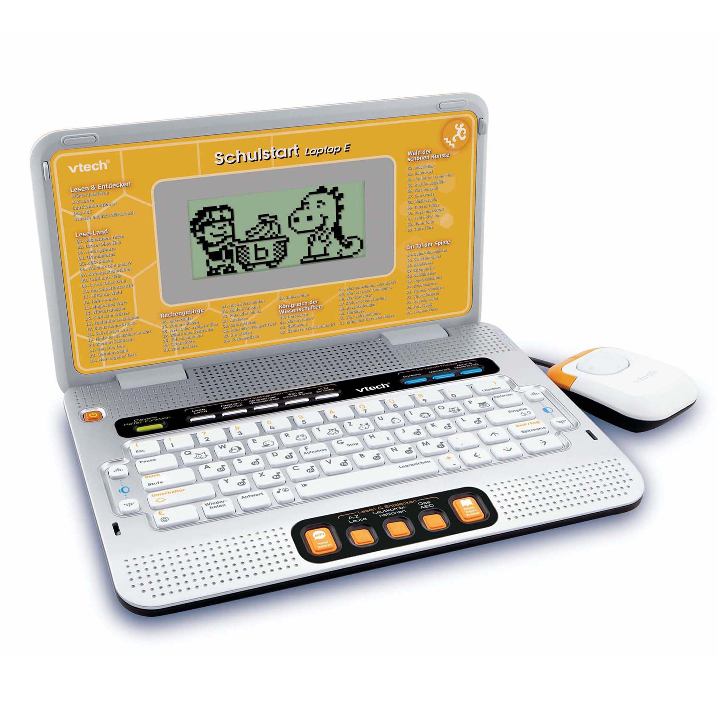 Vtech Schulstart Laptop E – komputer edukacyjny z 160 grami edukacyjnymi w języku niemieckim i angielskim – do nauki liter, słów, matematyki, nauk itd. – dla dzieci w wieku 6-8 lat
