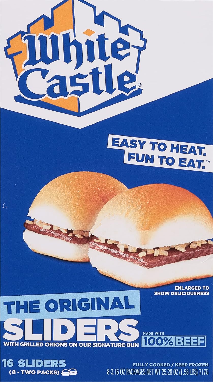White Castle The Original Slider, 100% Beef, 16 Count Hamburgers, Microwaveable, 25.28 oz Frozen