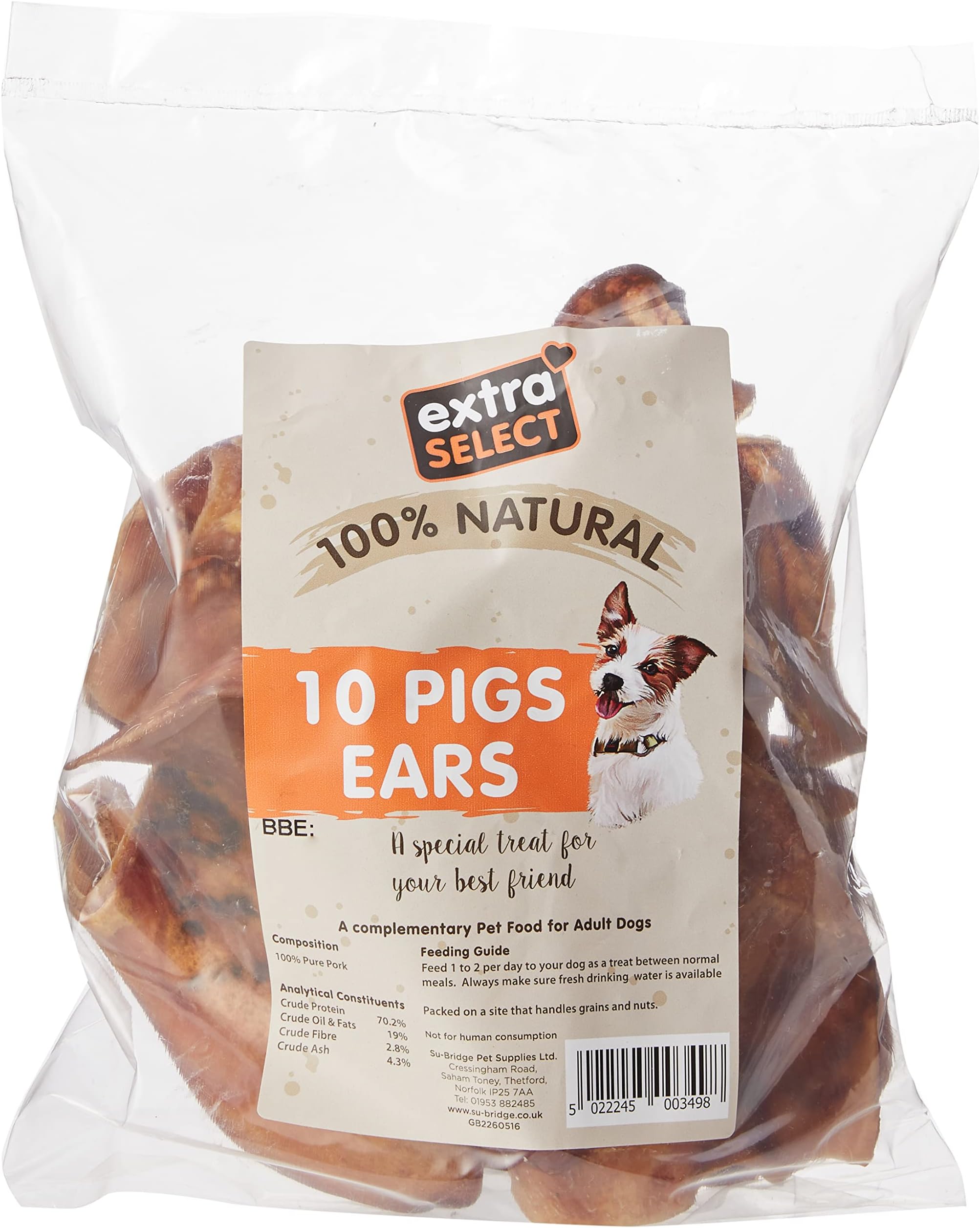 Extra Select Pigs Ears Tasty Dog Treat Chews- Pack of 1