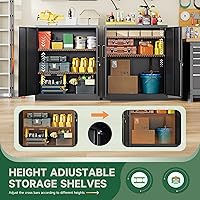 Vista 6 de Letaya Armarios de Almacenamiento de Metal con Cerradura, Pequeños Armarios de Acero con 2 Puertas y Estantes Ajustables para Hogar, Oficina, Negro
