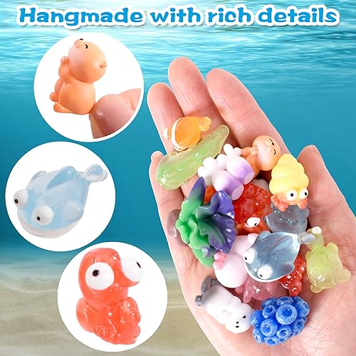 Vista 7 de Mini figuras de animales marinos, juego de 18 piezas de animales marinos realistas de criaturas oceánicas para escenas de playa, pecera, terrario