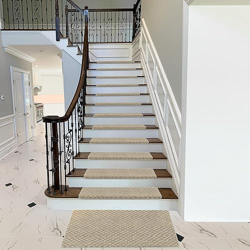 Miniatura 2 de PURE ERA Bullnose - Alfombra antideslizante para peldaños de escaleras, sin cinta, protectores de escaleras para interiores, aptos para mascotas,