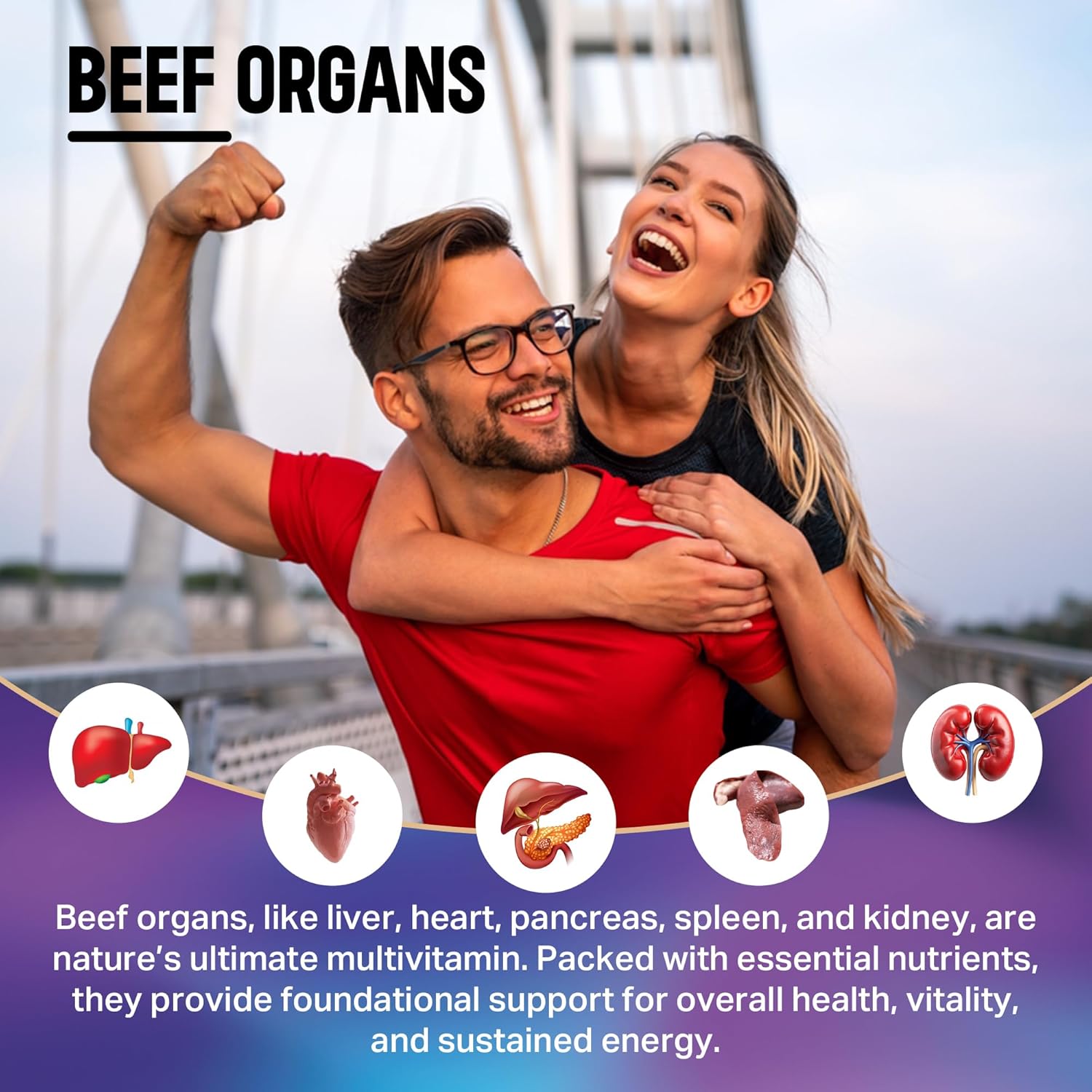 Protein Gummies with Beef Organs | 300g Total Protein per Bag | 10g per Serving Plant Based with Vitamins for Men & Women | Gluten Free Non-GMO Mixed Berry | (120 Count)