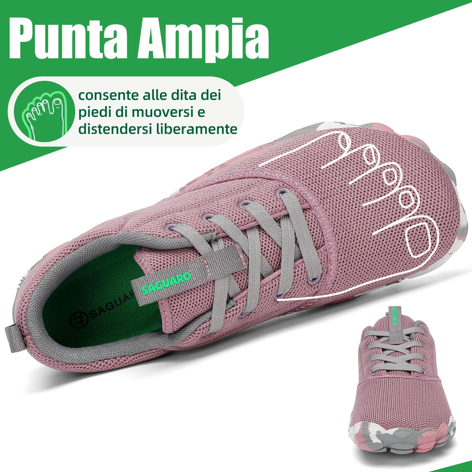 SAGUARO Unisex Scarpe Minimaliste Leggere e Antiscivolo Barefoot Shoes, Taglie 36-48