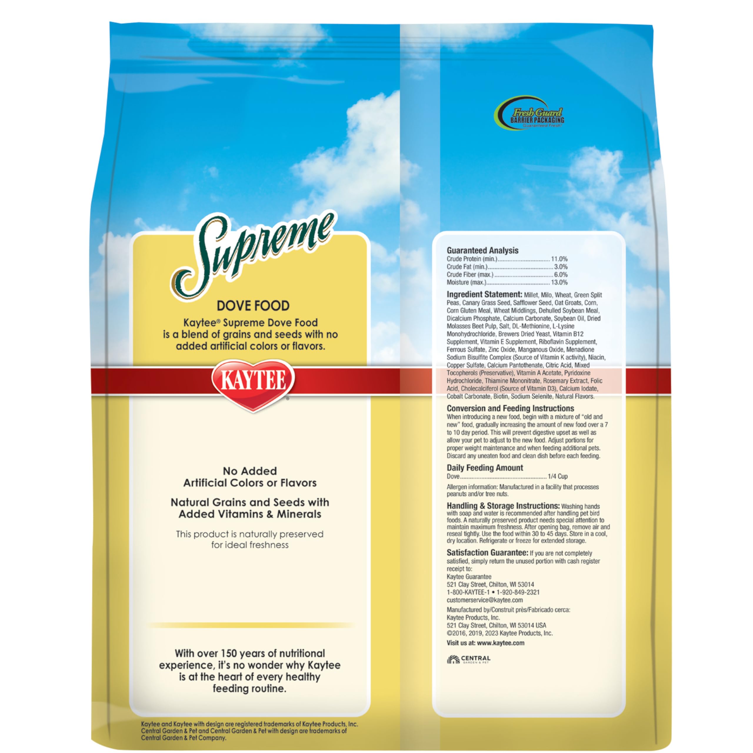 Kaytee Supreme Vogelfutter für Tauben, 2,3 kg Beutel (Verpackung kann variieren)