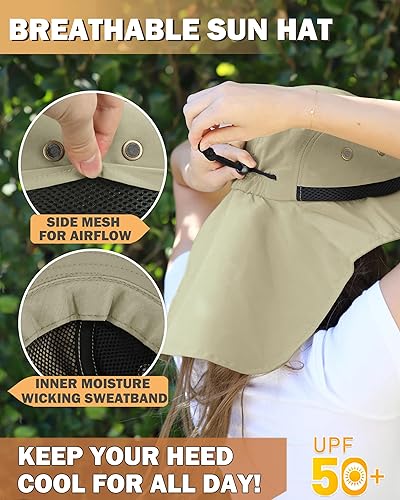 Miniatura 3 de Neck Flap Sun Hat with Wide Brim - UPF 50+ Hiking Safari Fishing Caps for Men and Women, Perfect for Outdoor Adventures
