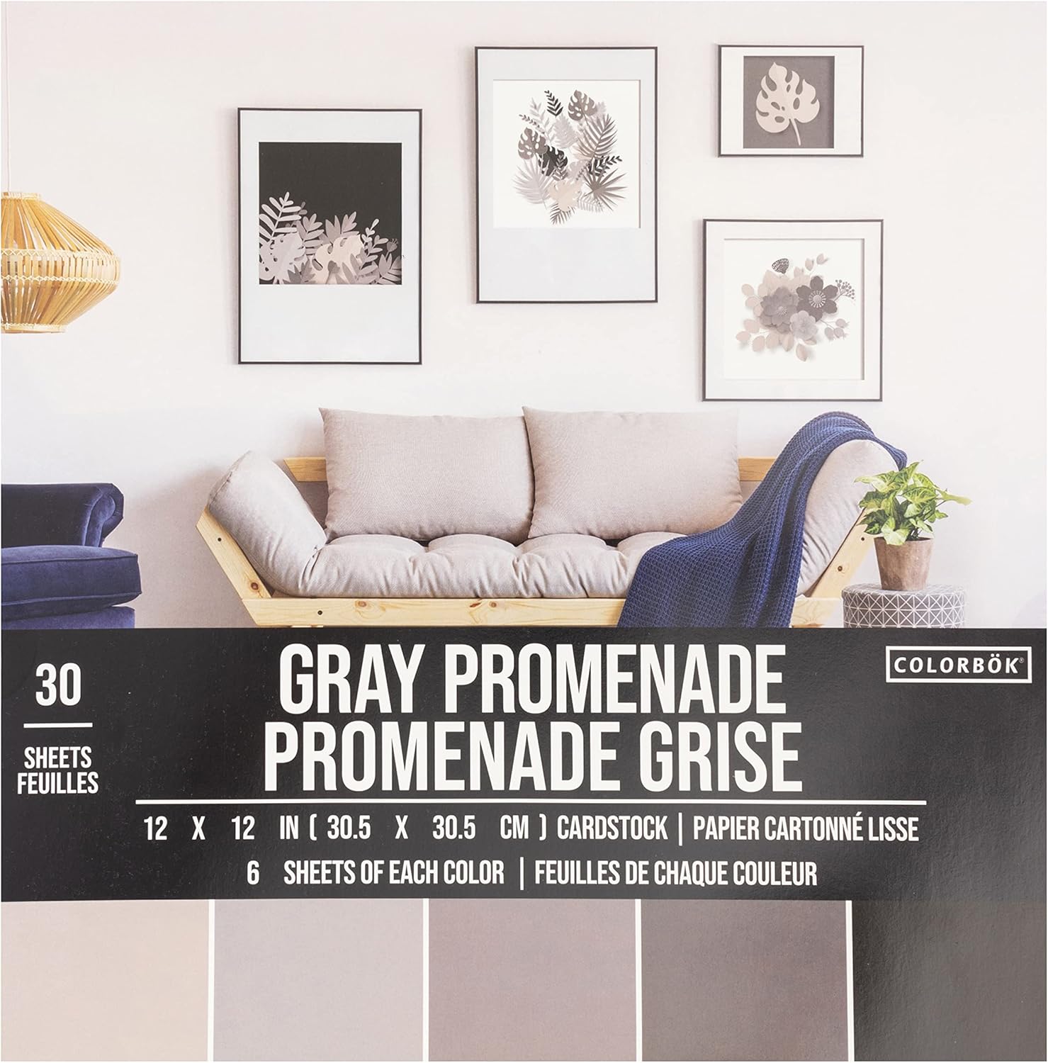 Colorbok - 71880A Smooth Cardstock Paper Pad, 12" x 12", Gray Promenage