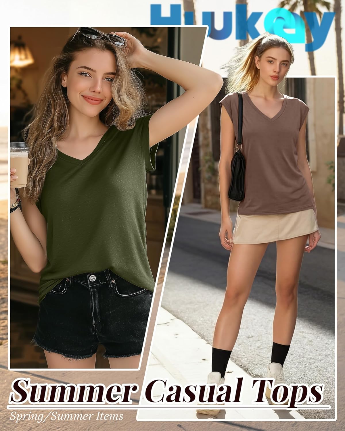 Huukeay 3 Pack Women’s V Neck T Shirts, Cap Sleeve Summer Casual Tops Loose Fit Short Sleeve Tees 2025 Trendy Shirts - Image 6